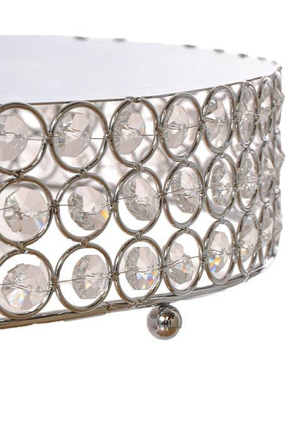 14" Metal Round Cake Stand W/Bead Silver