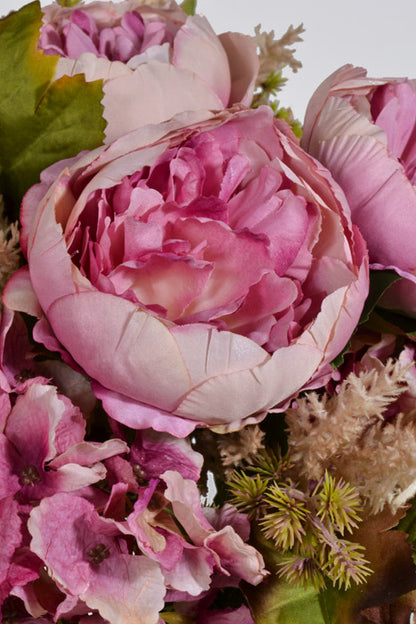 23" Silk Peony Hydrangea Bush Lavender