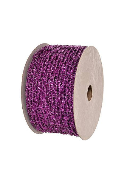 2.5" X 10yds Mesh Net Diamond Ribbon Purple
