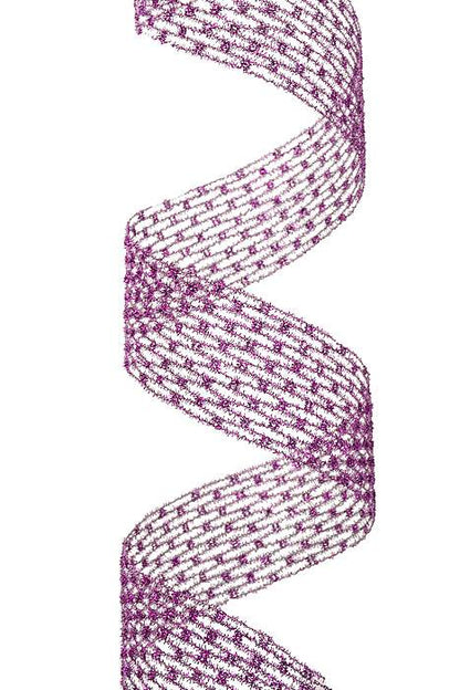 2.5" X 10yds Mesh Net Diamond Ribbon Purple