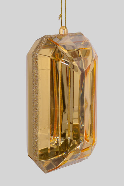 4.75" x 8" Rectangle Jewel Box Ornament W/Glitter Champagne