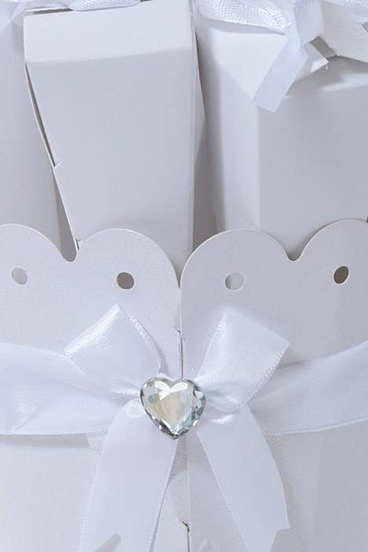 Cones X10 W/ribbon In Round Stand W/crystal White 5/sets