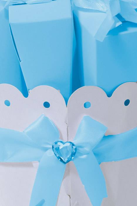 Cones X10 W/ribbon In Round Stand W/crystal Blue 5/sets