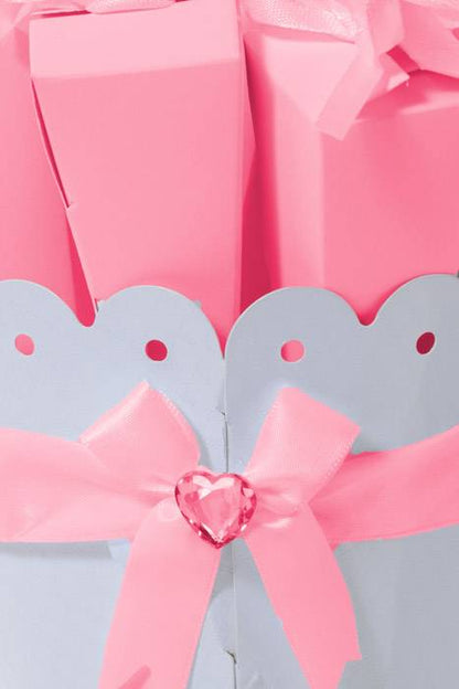 Cones X10 W/ribbon In Round Stand W/crystal Pink 5/sets