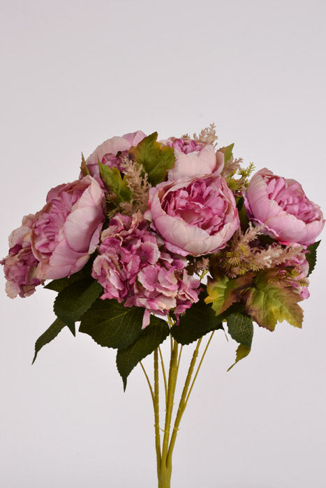 23" Silk Peony Hydrangea Bush Lavender