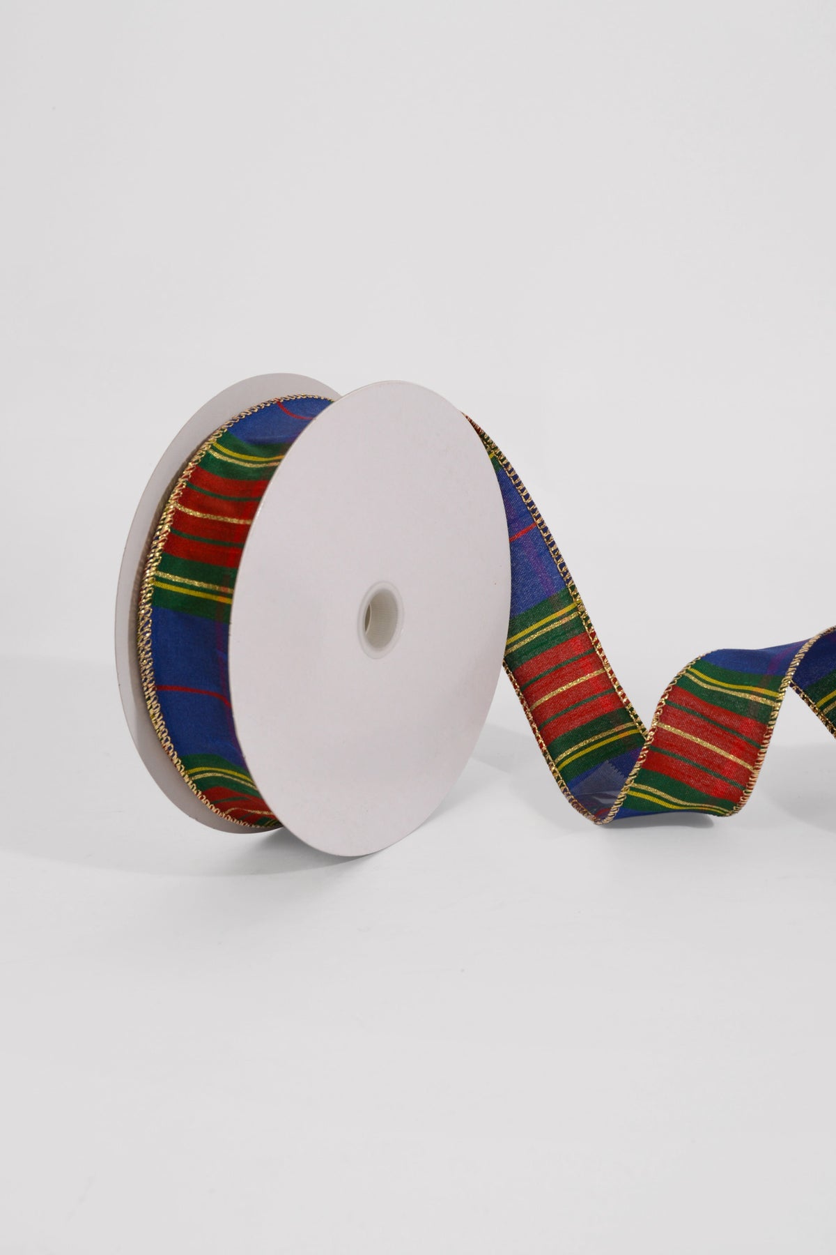 1.5" X 25Yds Wired Faux Dupioni Tartan Plaid Ribbon