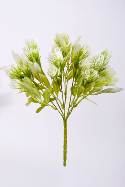 13.75" Artificial Thistle Bush White