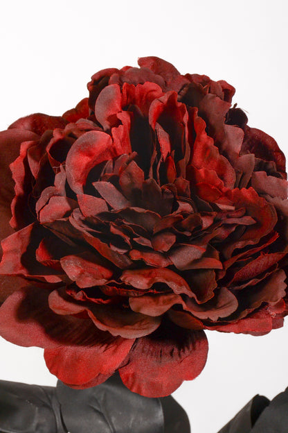 25" Silk Peony Spray Dark Red