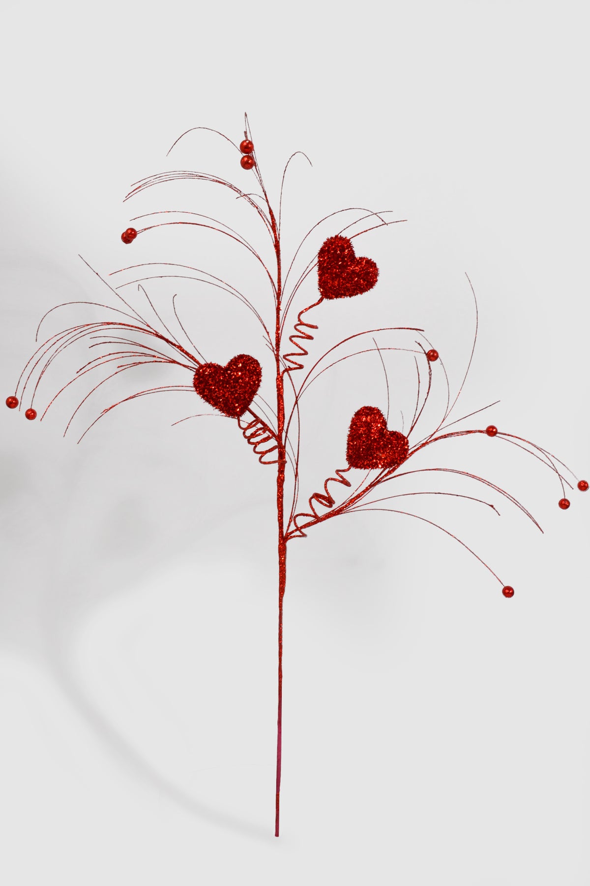 34" Triple Glitter Heart Spray Red