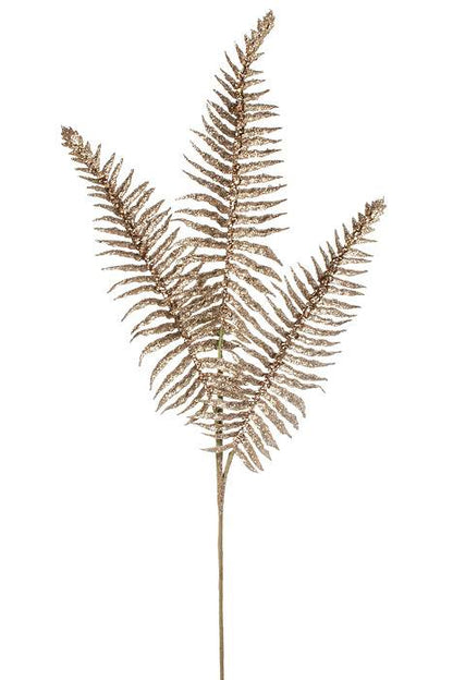 30" Sequin Vein Glitter Fern Spray Champagne