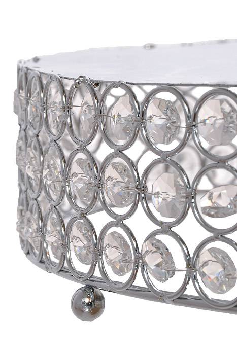 16" Metal Round Cake Stand W/Bead Silver