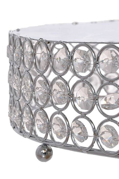 16" Metal Round Cake Stand W/Bead Silver