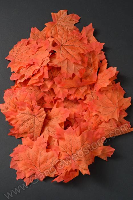 3" Silk Screen Maple Leaves Red Orange Pkg/100