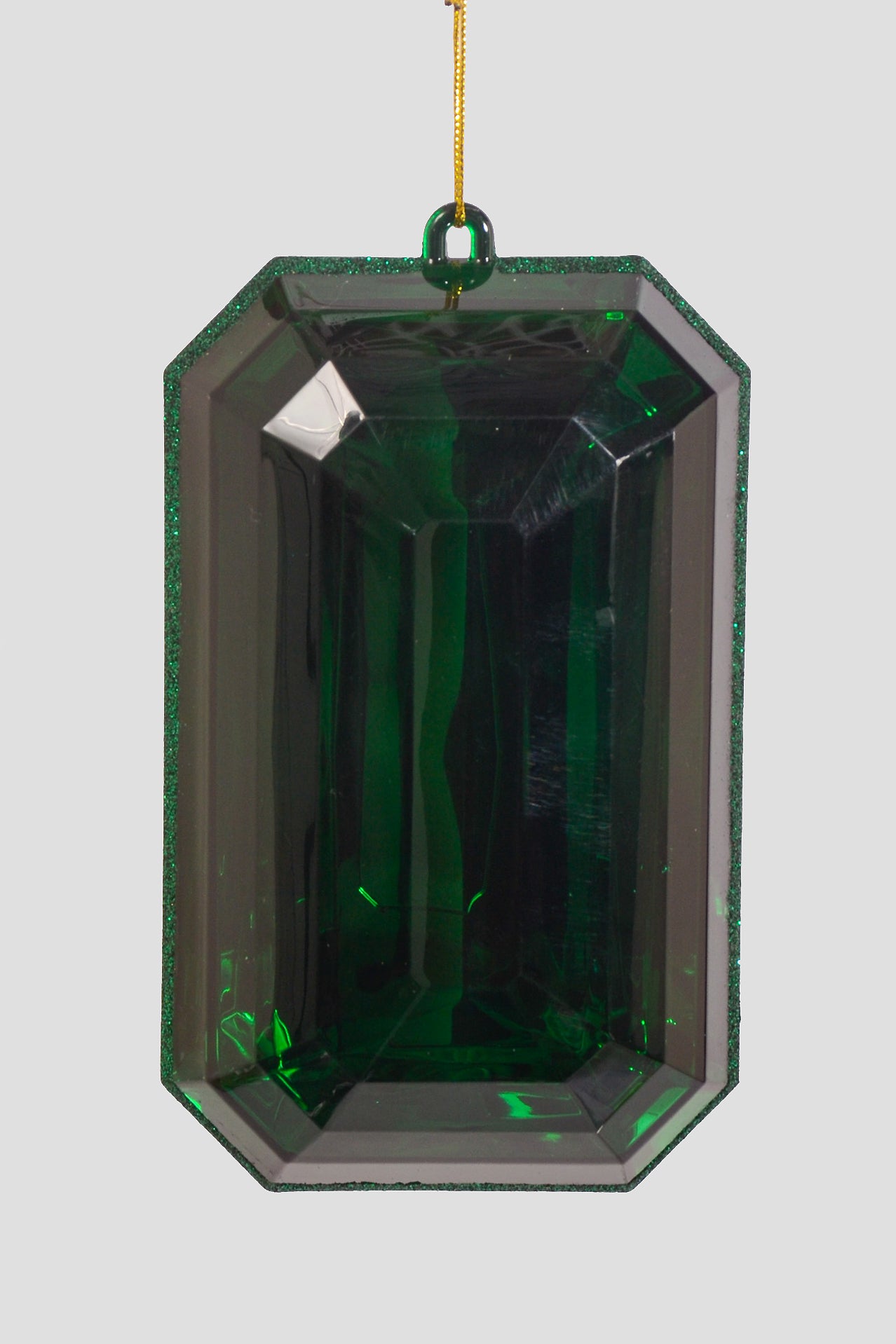 4.75" x 8" Rectangle Jewel Box Ornament W/Glitter Dark Green