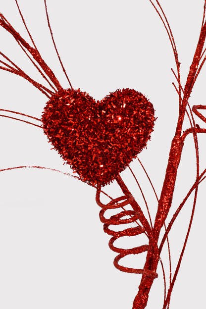 34" Triple Glitter Heart Spray Red