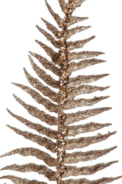 30" Sequin Vein Glitter Fern Spray Champagne