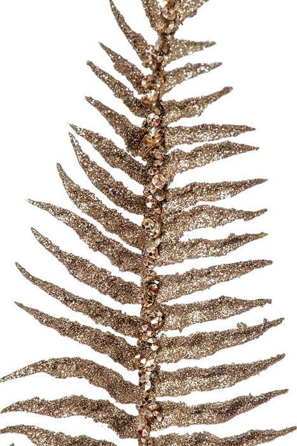 30" Sequin Vein Glitter Fern Spray Champagne