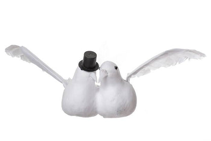12" Feather Wedding Dove-couple White