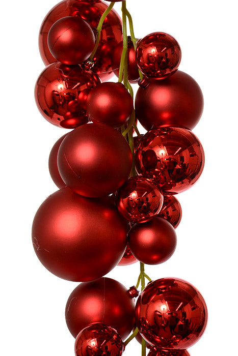 6Ft Shiny Matte Ball Garland Red