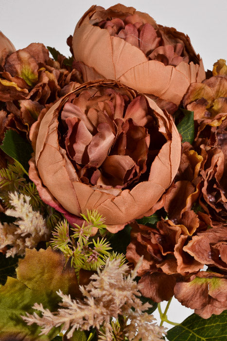 23" Silk Peony Hydrangea Bush Brown