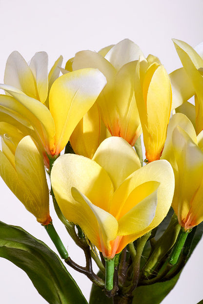 22" Artificial Plumeria Spray Yellow Two-Tone