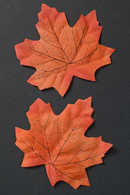 3" Silk Screen Maple Leaves Red Orange Pkg/100