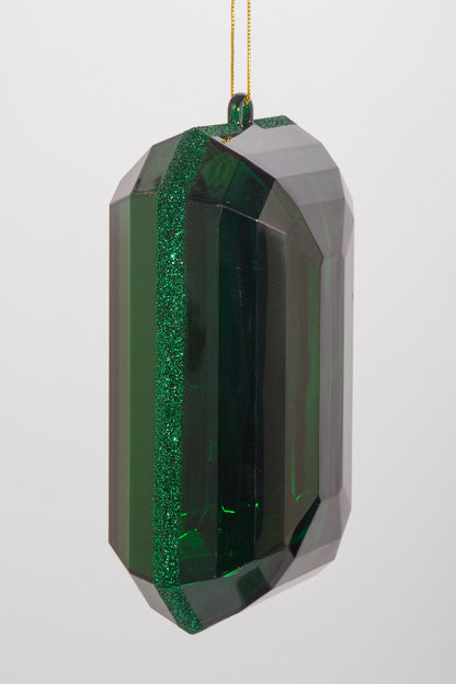 4.75" x 8" Rectangle Jewel Box Ornament W/Glitter Dark Green