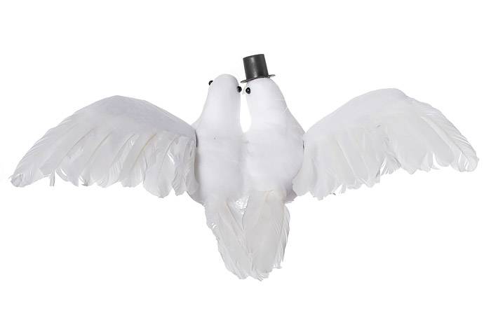 12" Feather Wedding Dove-couple White