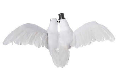 12" Feather Wedding Dove-couple White