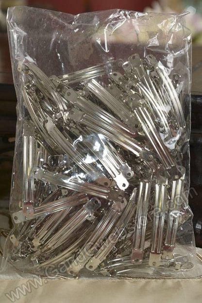 70mm French Hair Clip Silver Pkg/72
