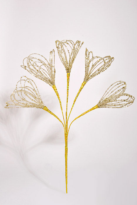 18" Heavy Beaded Flower Spray Champagne