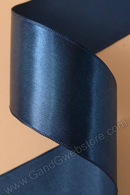 2-1/4" X 10yds Wired Satin Ribbon Navy Blue
