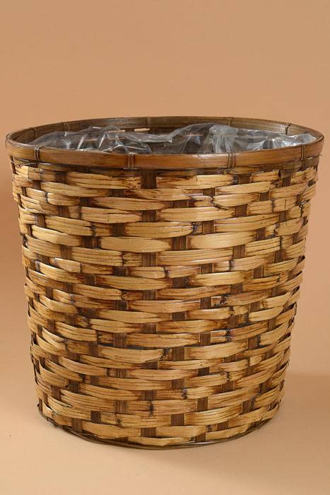 14.5" X 15.5" Bamboo &amp; Rattan Stained Planter