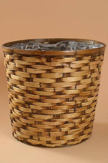 14.5" X 15.5" Bamboo &amp; Rattan Stained Planter