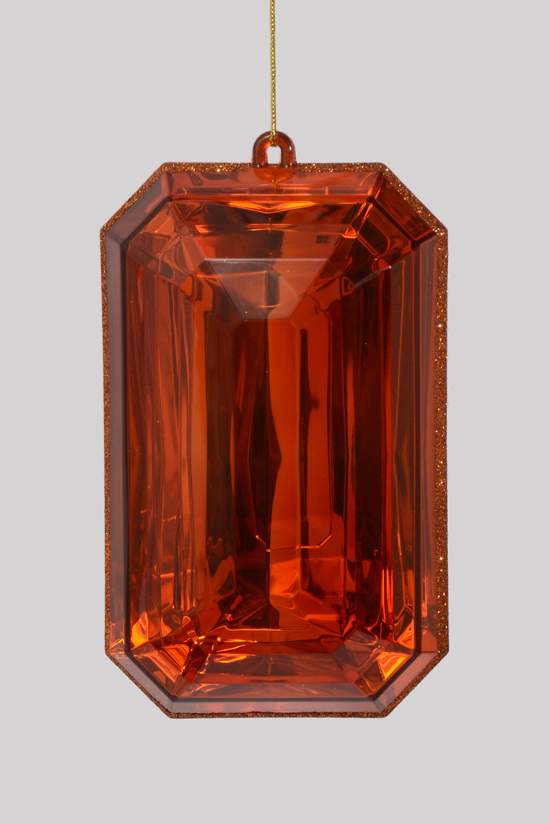 4.75" x 8" Rectangle Jewel Box Ornament W/Glitter Copper