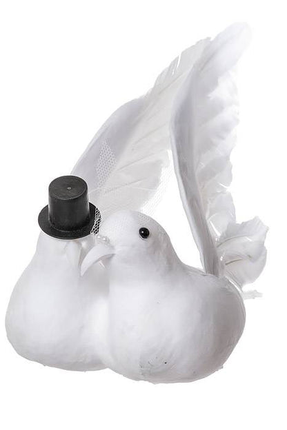 12" Feather Wedding Dove-couple White