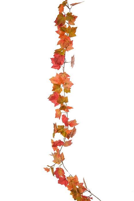 5ft Maple Leaf Garland Orange/Green
