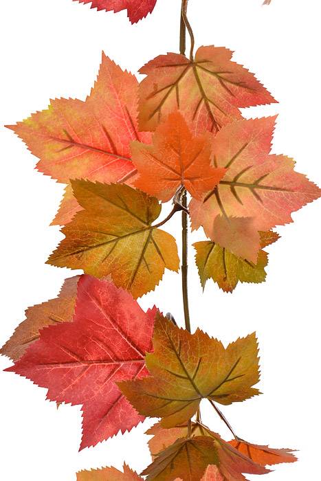 5ft Maple Leaf Garland Orange/Green