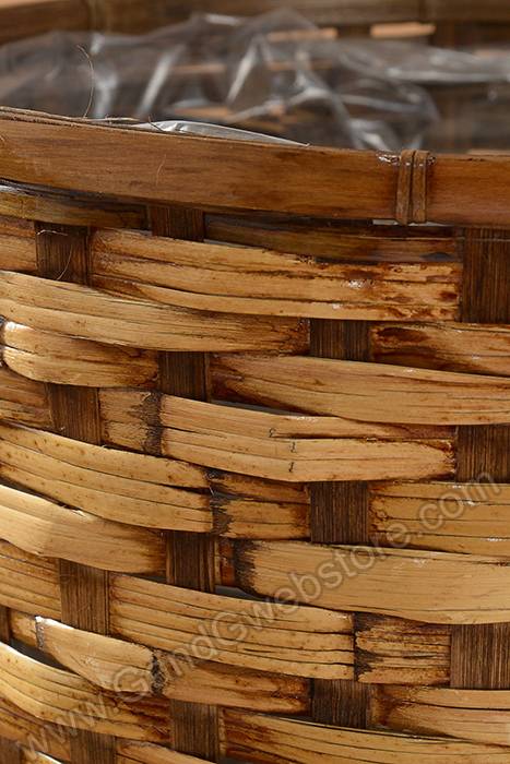 14.5" X 15.5" Bamboo &amp; Rattan Stained Planter