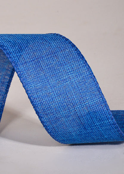 1.5" X 10Yds Wired Poly Linen Ribbon Royal Blue