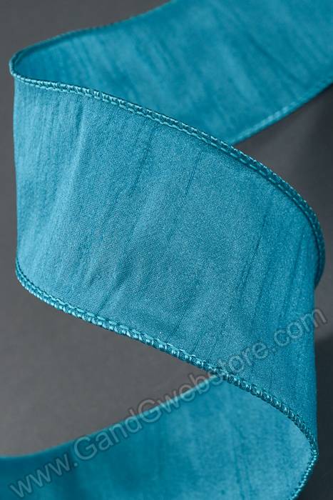 2.5" X 10yds Wired Anisha Ribbon Deep Teal