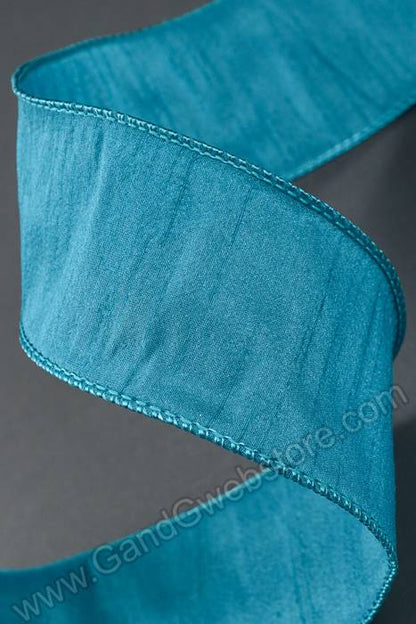 2.5" X 10yds Wired Anisha Ribbon Deep Teal