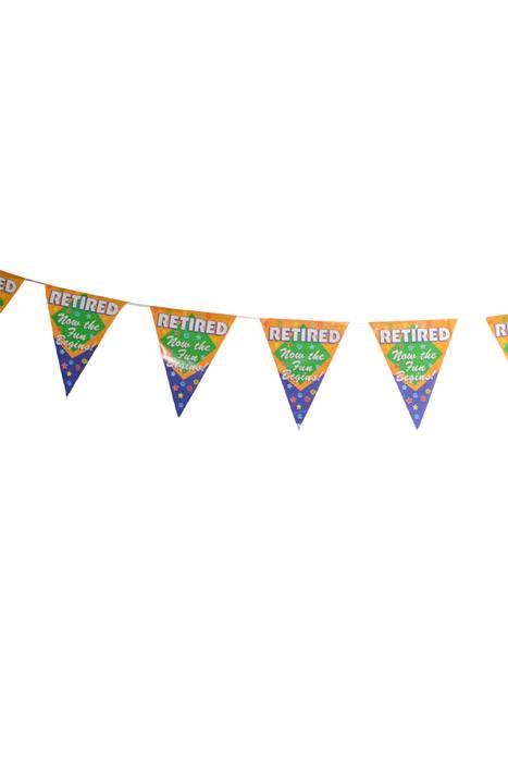 12Ft Retired The Fun Begins! Pennant Banner Orange