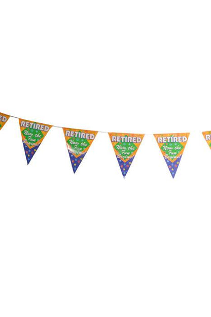 12Ft Retired The Fun Begins! Pennant Banner Orange