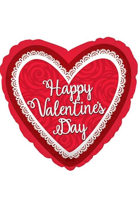 26" Heart Foil Balloon Happy Valentine Day Doily Roses Red Pkg-10