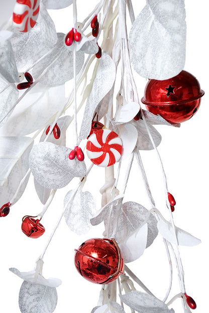 5Ft Eucalyptus Bell Garland White/Red