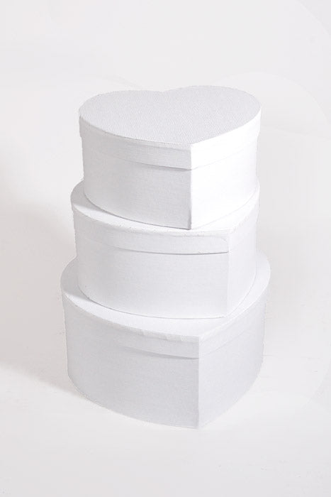 4" / 4.5" / 5.15" Heart Gift Box With Lid White Set/3