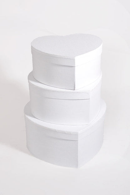 4" / 4.5" / 5.15" Heart Gift Box With Lid White Set/3
