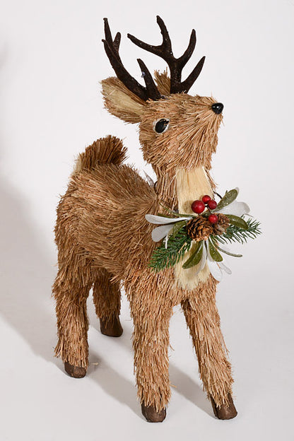 14" Straw Reindeer Brown