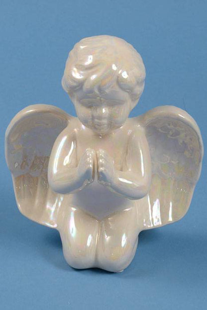 6.25" Kneeling Angel Iridescent White